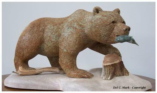 Brown Steatite Grizzly Bear by Master Soapstone Carver Del C. Mark